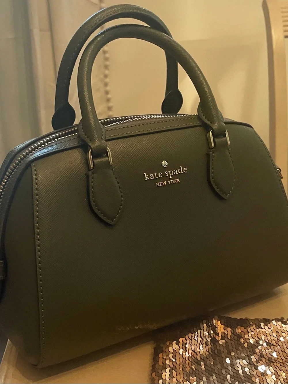 kate spade Olive Green Dome Satchel with Crossbody Strap